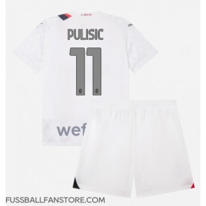 AC Milan Christian Pulisic #11 Replik Auswärtstrikot Kinder 2023-24 Kurzarm (+ Kurze Hosen)